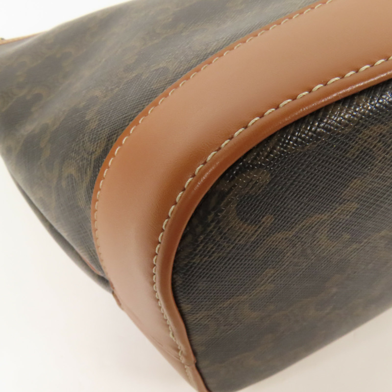 CELINE 塗層帆布Triomphe Bucket金扣肩背袋-13