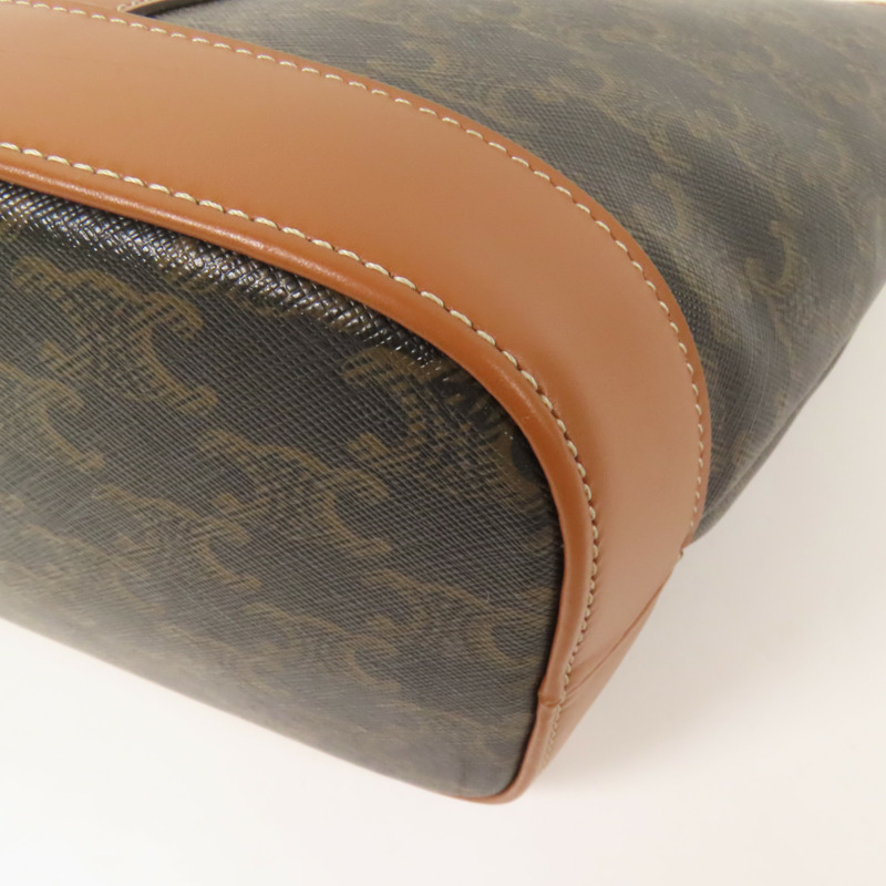 CELINE 塗層帆布Triomphe Bucket金扣肩背袋-14