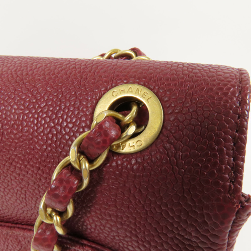 CHANEL 牛皮皮革Chain Shoulder金扣鏈帶肩背袋-8