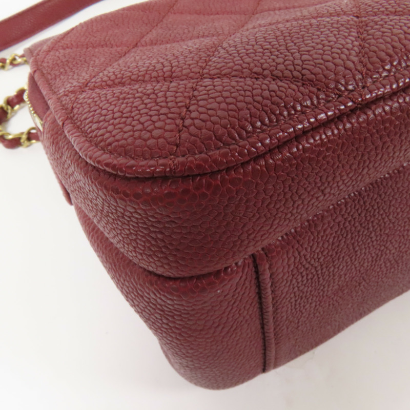 CHANEL 牛皮皮革Chain Shoulder金扣鏈帶肩背袋-12