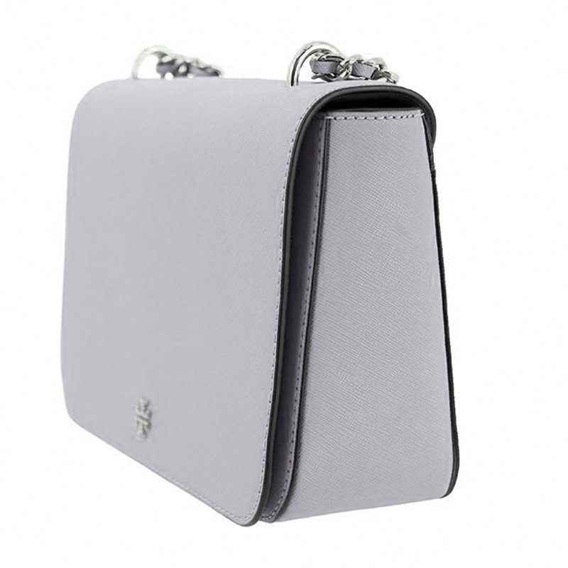 【TORY BURCH】雙T-LOGO素面皮革鍊包-灰色-1