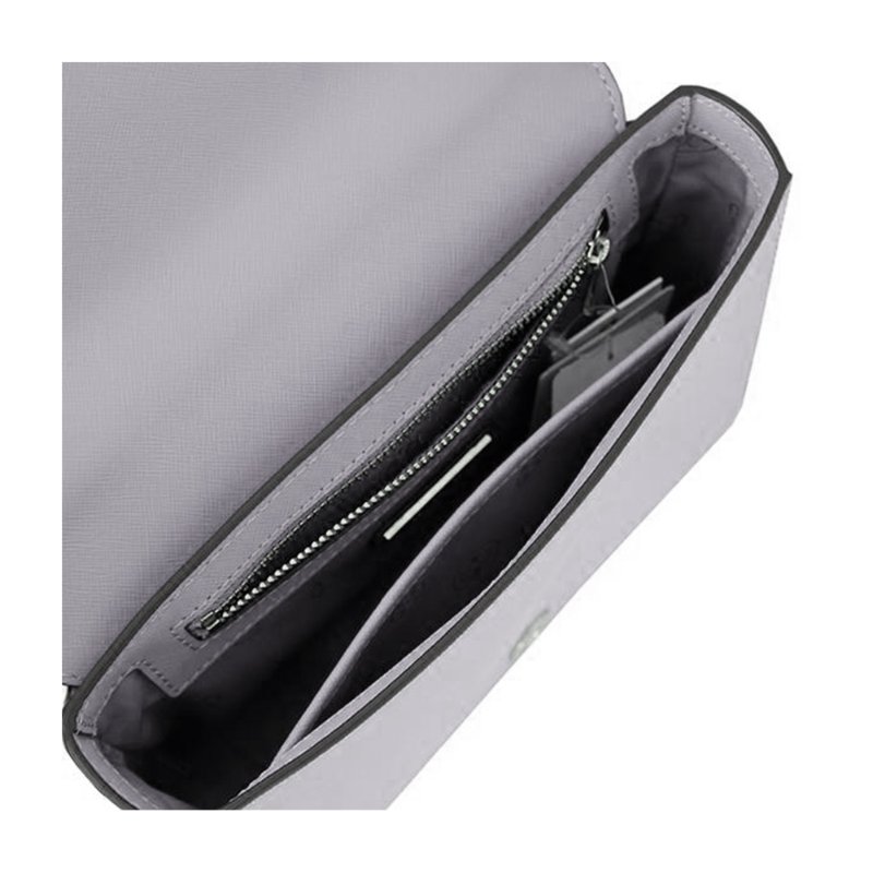 【TORY BURCH】雙T-LOGO素面皮革鍊包-灰色-3