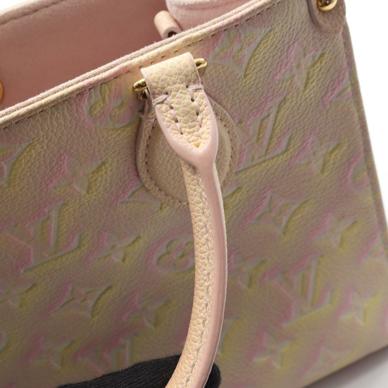 LOUIS VUITTON On the Go PM 托特斜背包 手提包 M46168 印花皮革 粉紅色-8