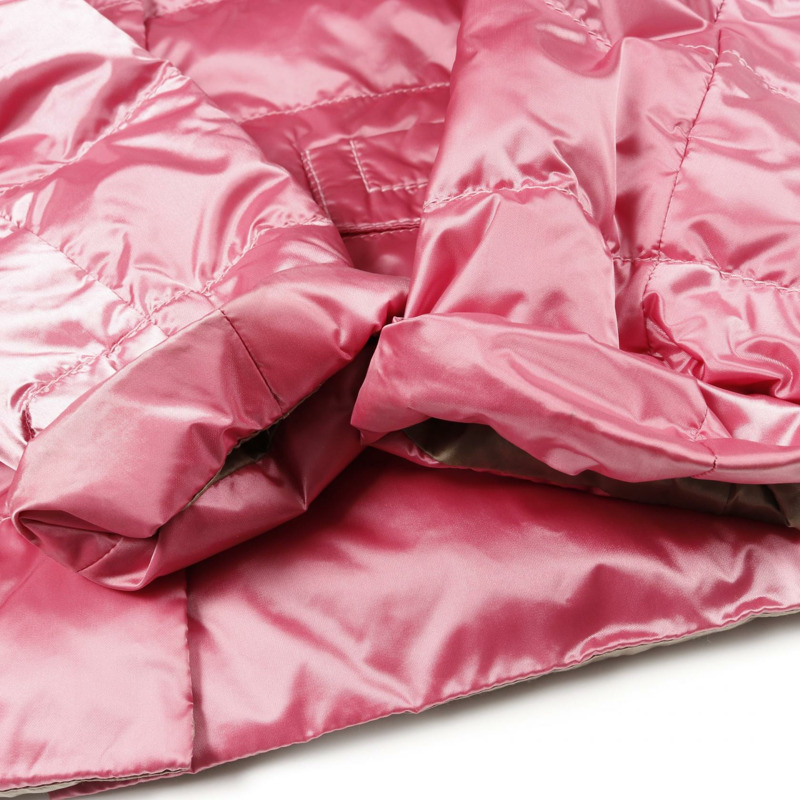 PRADA 短版羽絨外套無領三角標誌尼龍粉紅#38-6