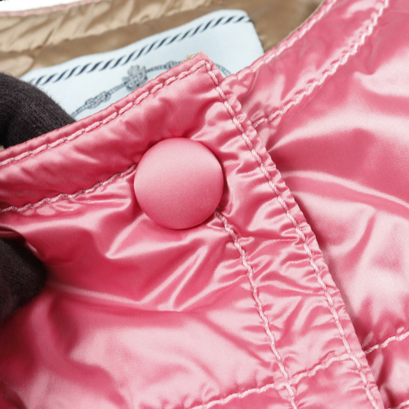 PRADA 短版羽絨外套無領三角標誌尼龍粉紅#38-9