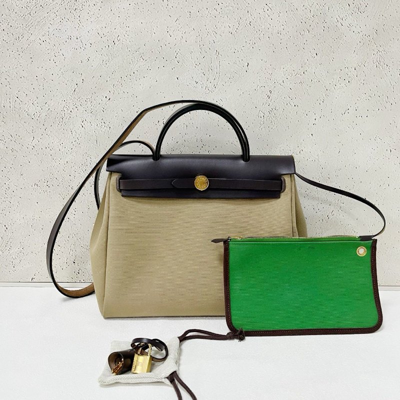 Hermes herbag31 風衣灰拼色 金扣-0