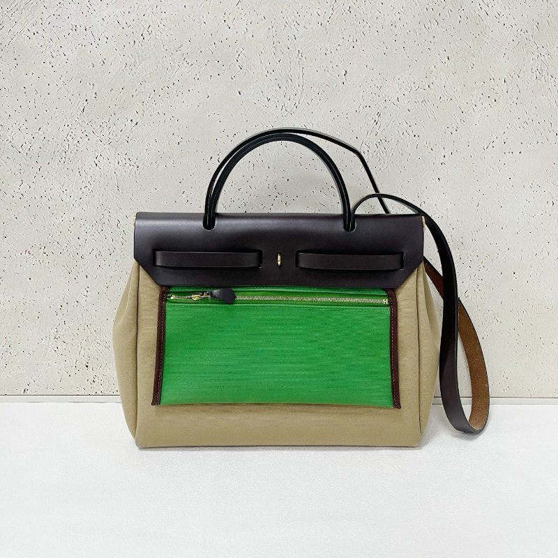 Hermes herbag31 風衣灰拼色 金扣-1