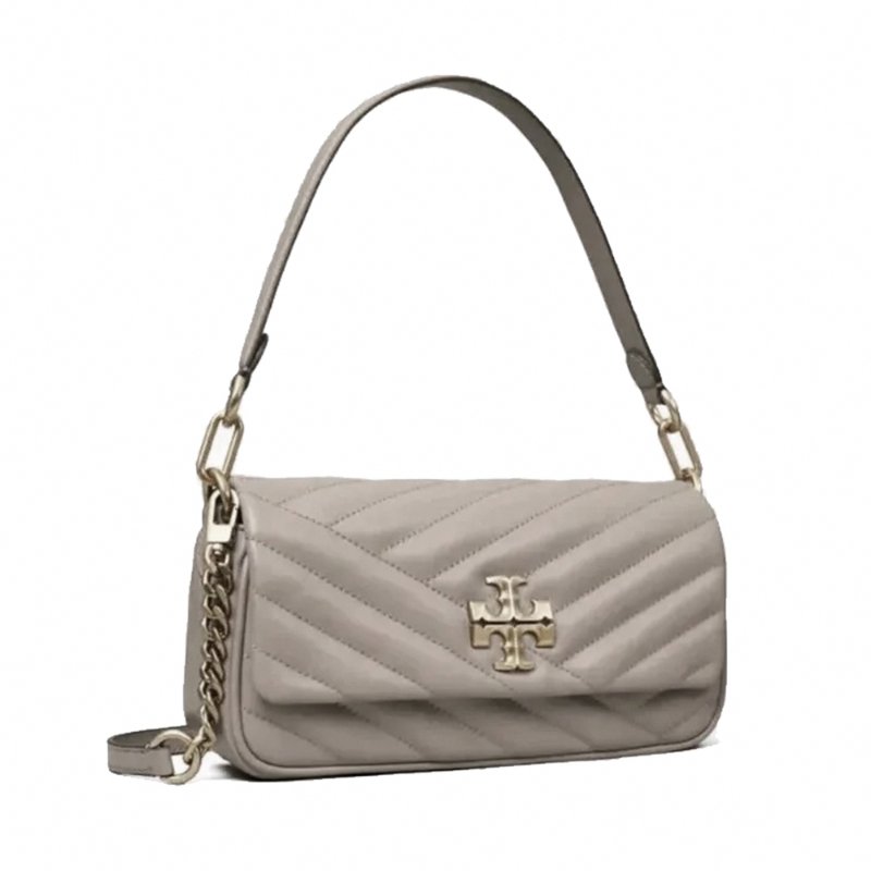 【TORY BURCH】縫線翻蓋肩斜二用包-灰色-4