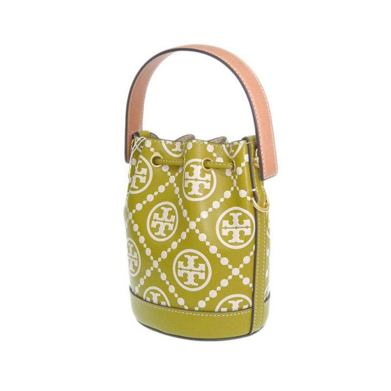 【TORY BURCH】雙T-LOGO皮革兩用水桶包-綠色-2