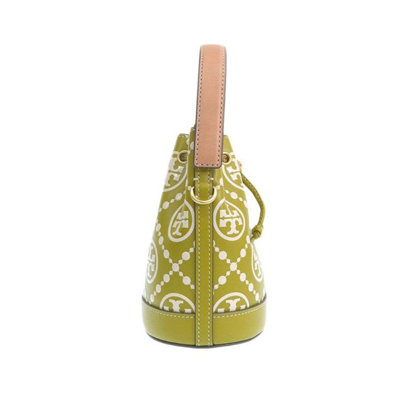 【TORY BURCH】雙T-LOGO皮革兩用水桶包-綠色-3