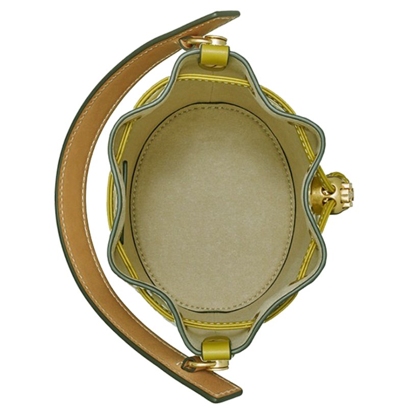 【TORY BURCH】雙T-LOGO皮革兩用水桶包-綠色-4