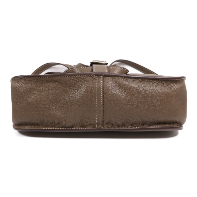 HERMES Clemence皮革Halzan 31銀扣手挽肩背兩用袋Etoupe-3