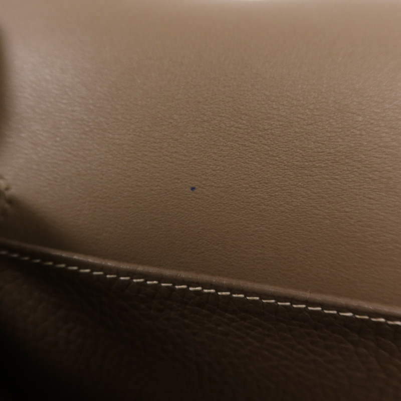 HERMES Clemence皮革Halzan 31銀扣手挽肩背兩用袋Etoupe-15