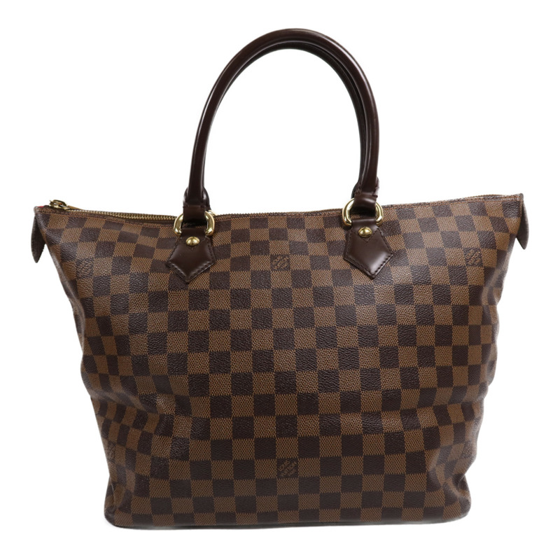 LOUIS VUITTON Damier Saleya MM金扣肩背袋/手挽袋棕色-0