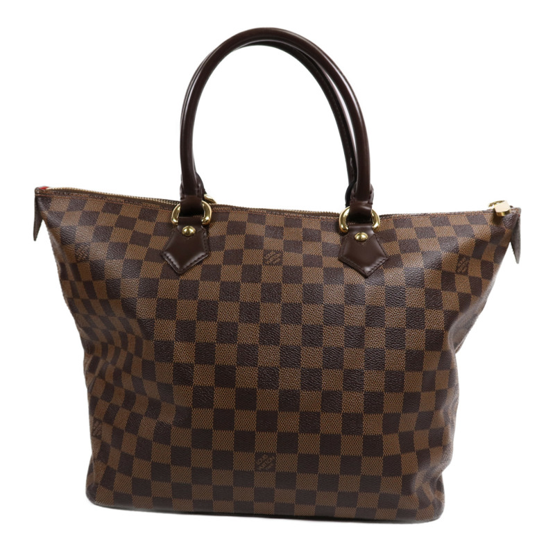 LOUIS VUITTON Damier Saleya MM金扣肩背袋/手挽袋棕色-1