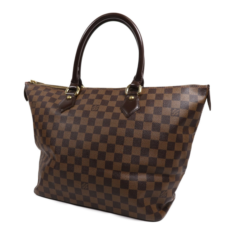 LOUIS VUITTON Damier Saleya MM金扣肩背袋/手挽袋棕色-2