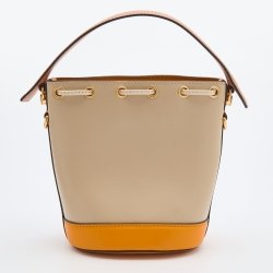 【TORY BURCH】撞色拼接皮革水桶包-紫色-2