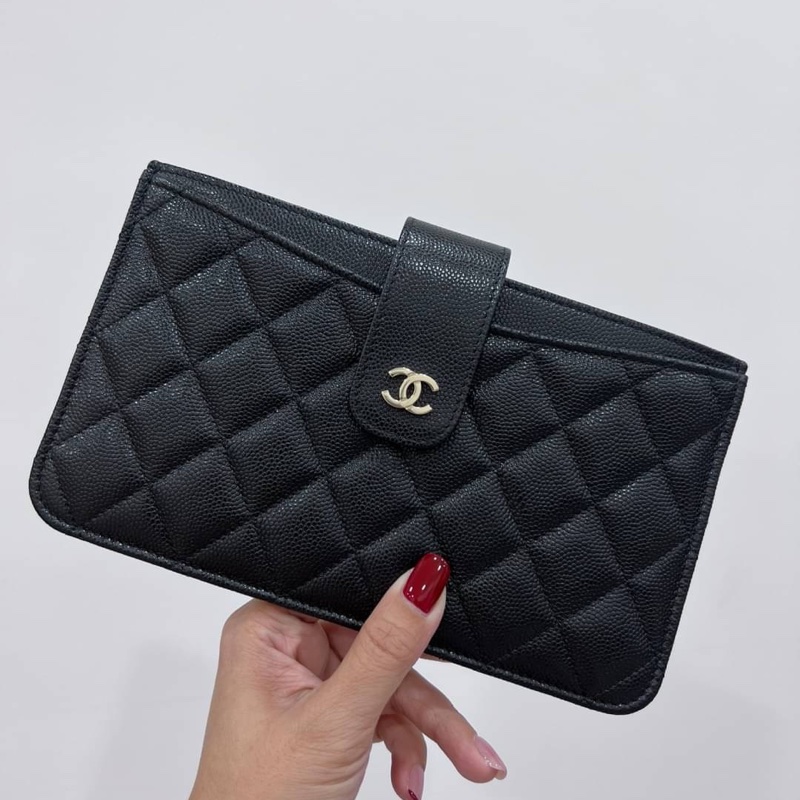 chanel 香奈兒 荔枝牛皮 皮夾 卡夾 長夾 錢包 錢夾 woc 手拿包 晚宴包-1