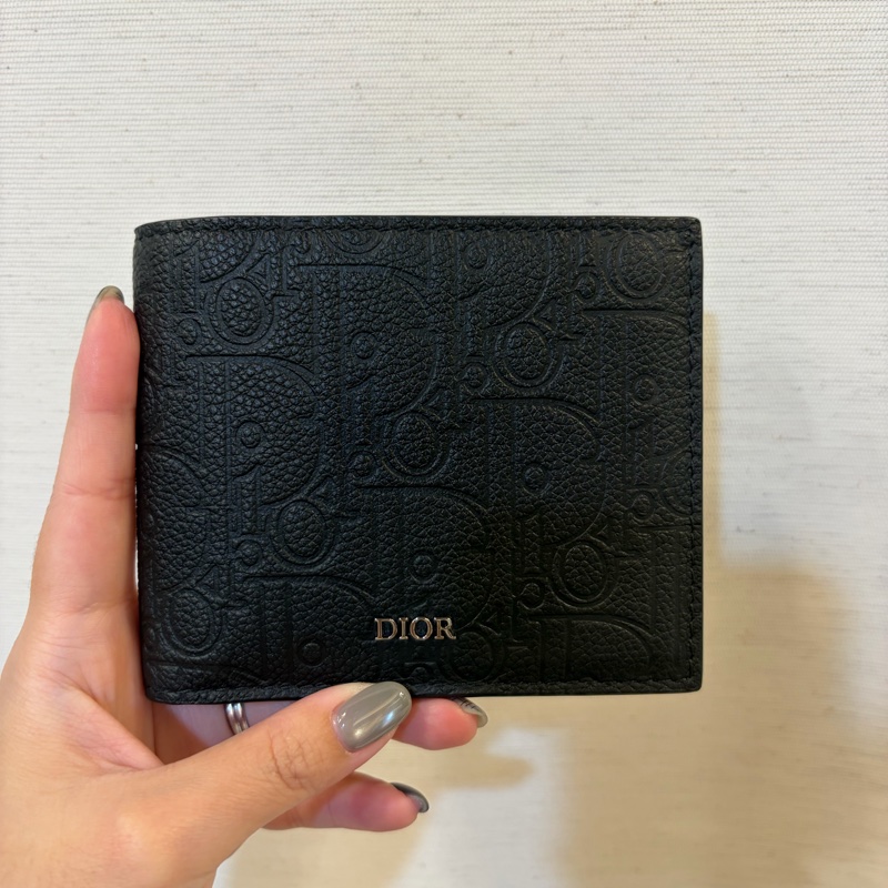 🌟全新🌟Dior 黑牛皮壓紋對開短夾-0