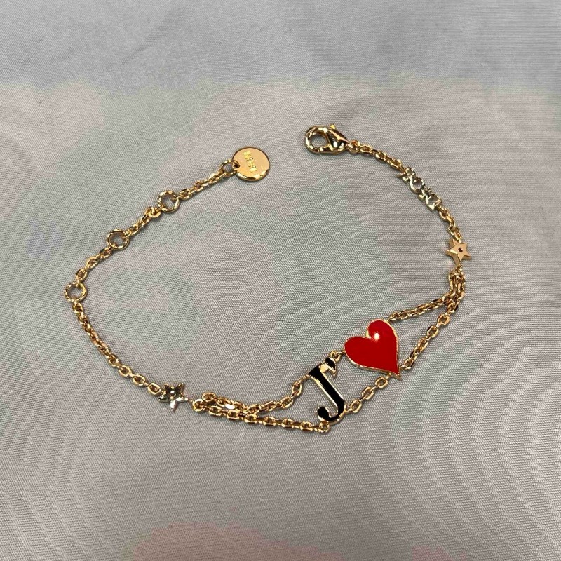 Dior 迪奧 J'愛心琺琅手鏈 七夕限定款 鏈條精緻 點綴小星星-3