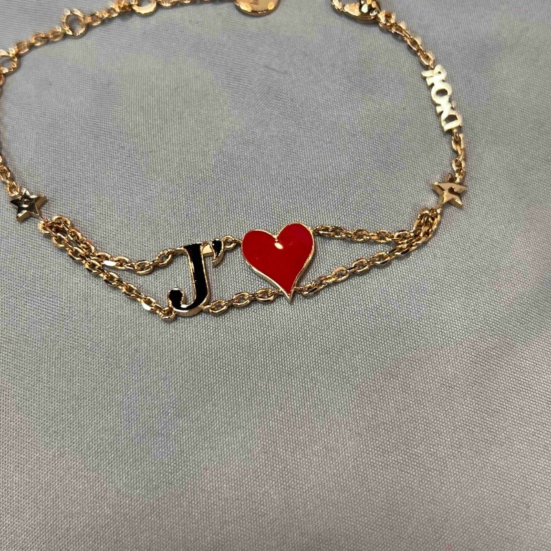 Dior 迪奧 J'愛心琺琅手鏈 七夕限定款 鏈條精緻 點綴小星星-4