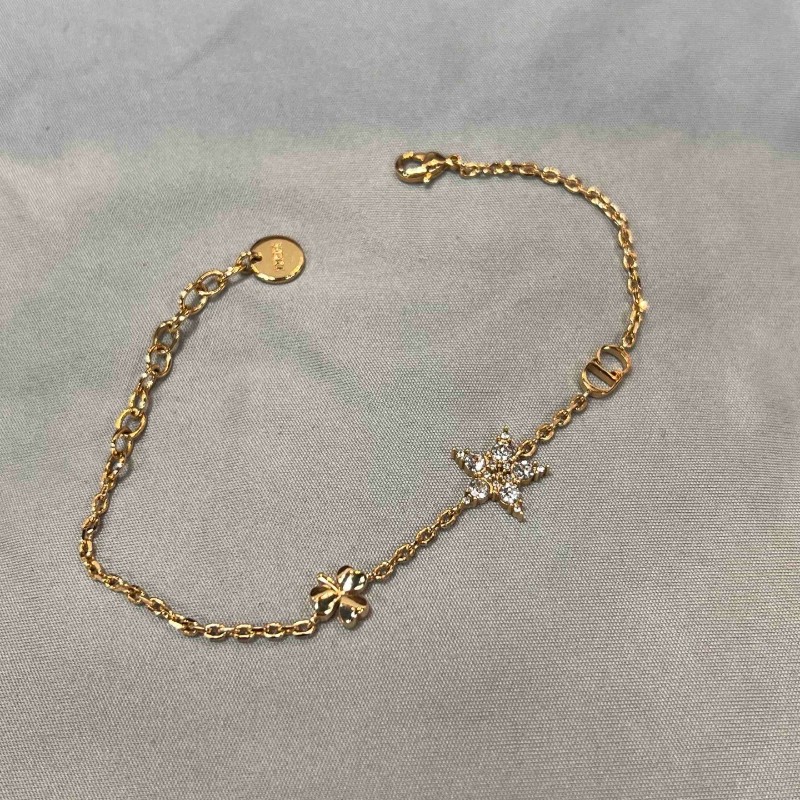 Dior 迪奧 Clair D Lune 星星三葉草CD手鏈 金色滿鑽 超級閃亮-3