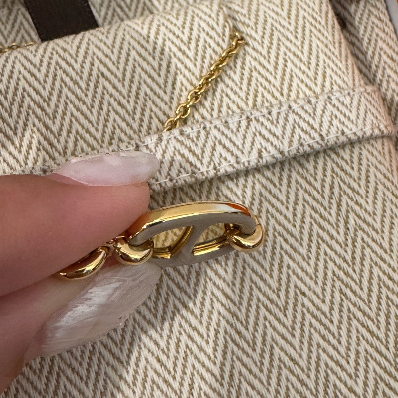 Hermes奶茶色豬鼻子金項鏈-6