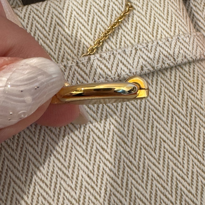 Hermes奶茶色豬鼻子金項鏈-7