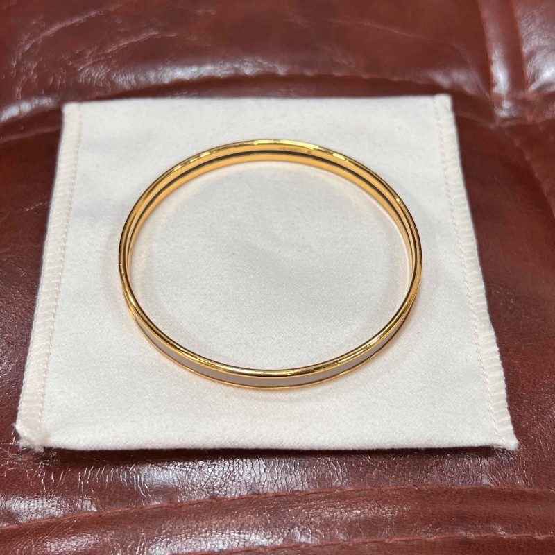 HERMES 🐎愛馬仕 Uni 新款琺瑯手鐲 奶茶色金扣 尺碼55 (內圈18cm)-9