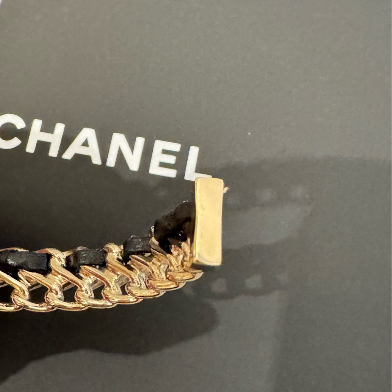 chanel 珍珠粉水鑽coco皮穿鏈C手環 M號-8