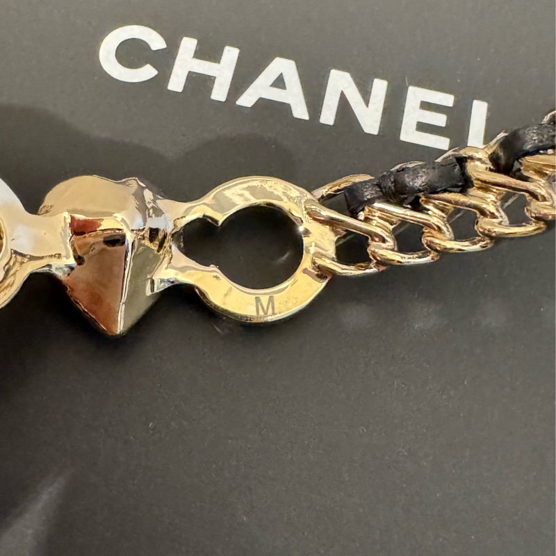 chanel 珍珠粉水鑽coco皮穿鏈C手環 M號-11