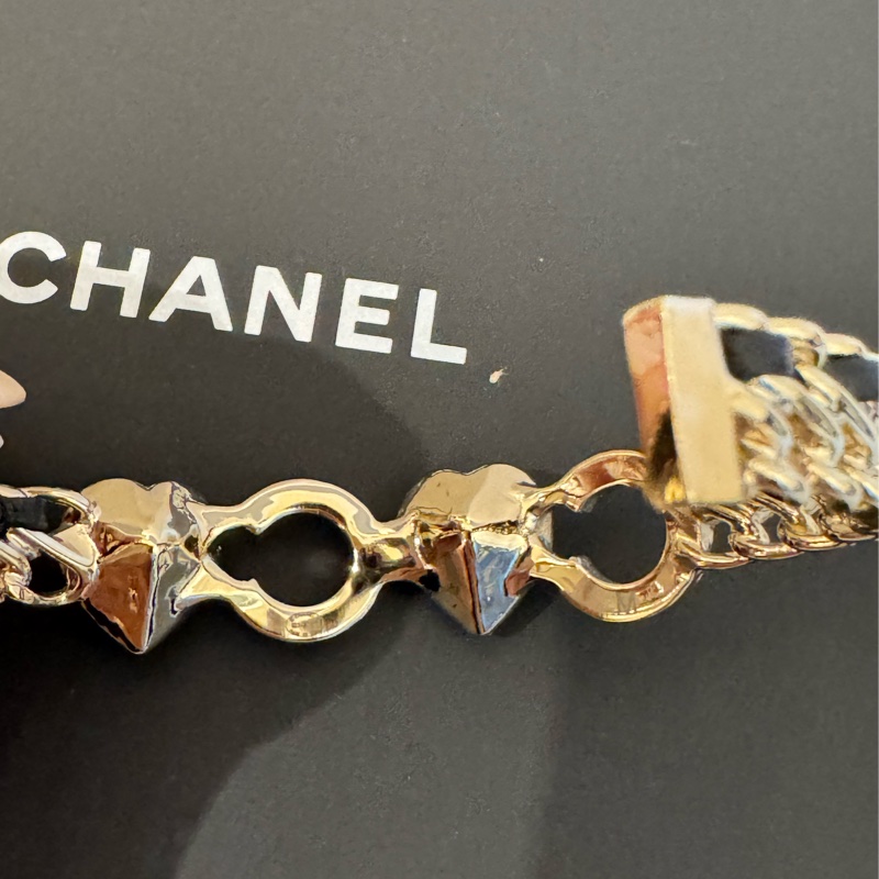 chanel 珍珠粉水鑽coco皮穿鏈C手環 M號-14