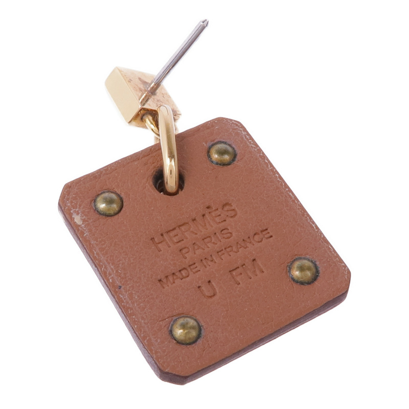 HERMES Swift皮革/鍍金As de Coeur Earrings耳環-4