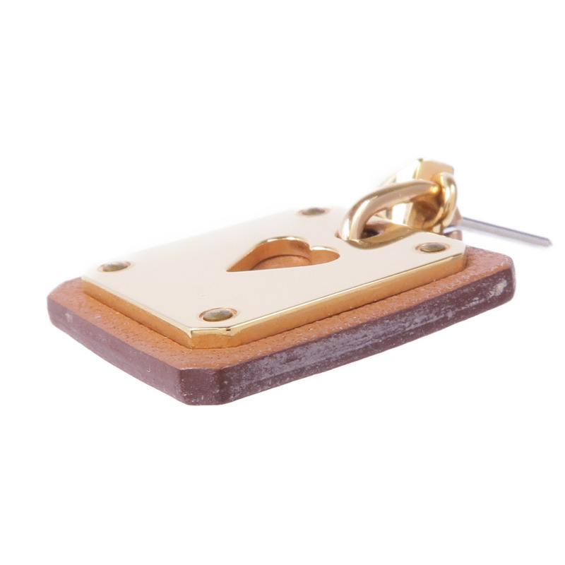 HERMES Swift皮革/鍍金As de Coeur Earrings耳環-6
