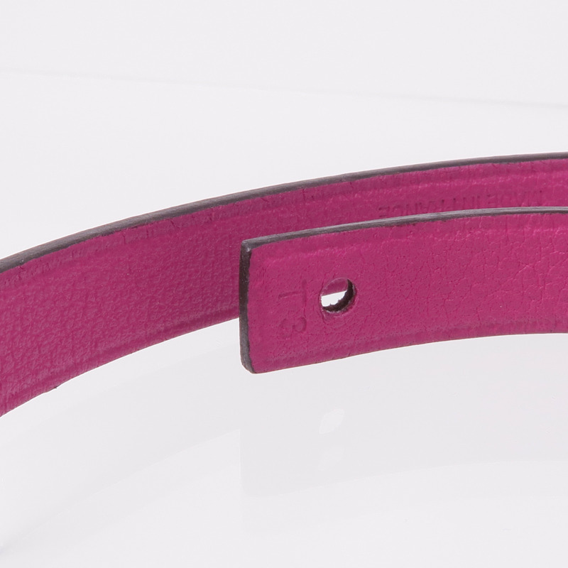 HERMES Swift皮革Medor Infini Double Tour Bracelet銀扣手帶Rose Pourpre-9