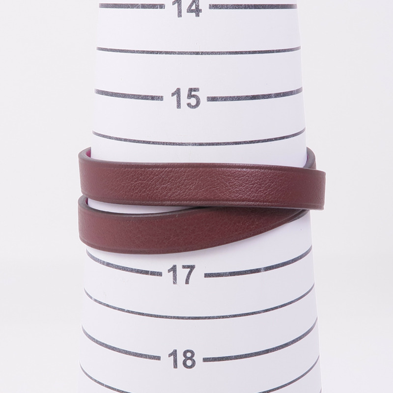 HERMES Swift皮革Medor Infini Double Tour Bracelet銀扣手帶Rose Pourpre-12