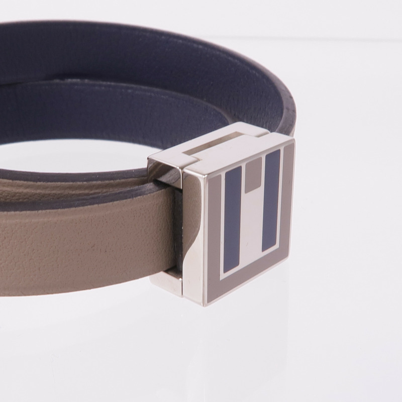 HERMES Swift皮革A to Z Bracelet銀扣手帶-4
