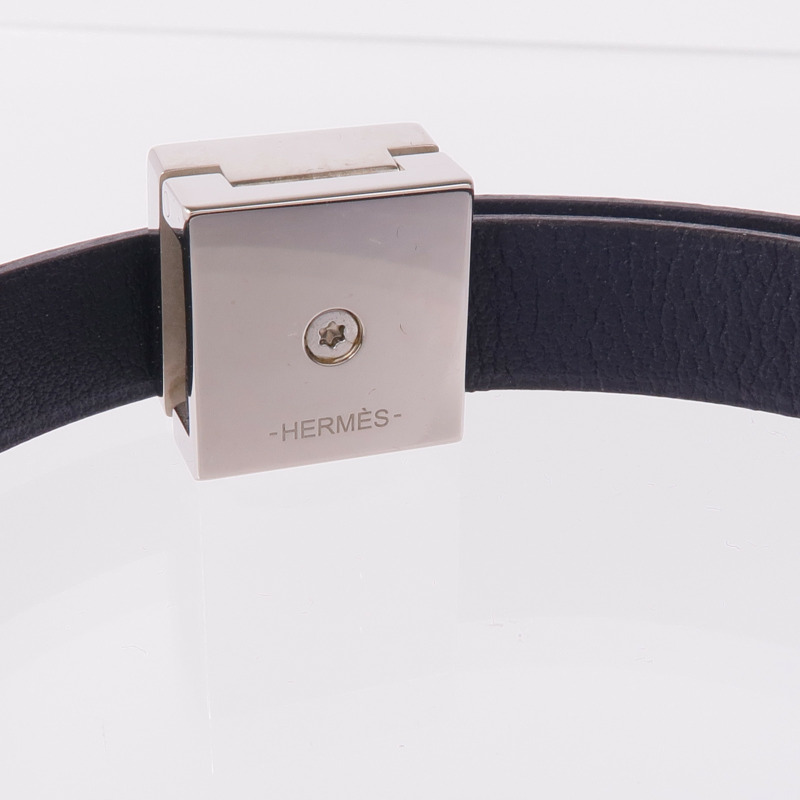 HERMES Swift皮革A to Z Bracelet銀扣手帶-7