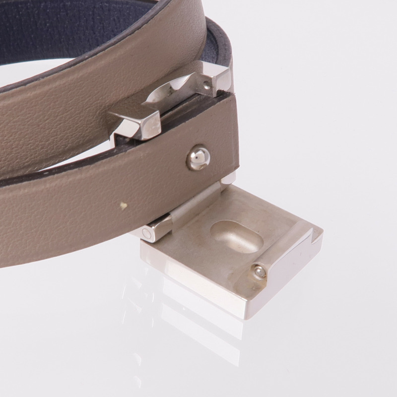 HERMES Swift皮革A to Z Bracelet銀扣手帶-10