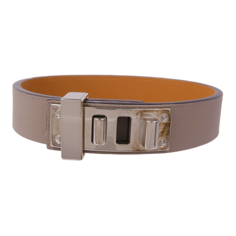 HERMES Swift皮革Mini Dog Bracelet銀扣手帶-0