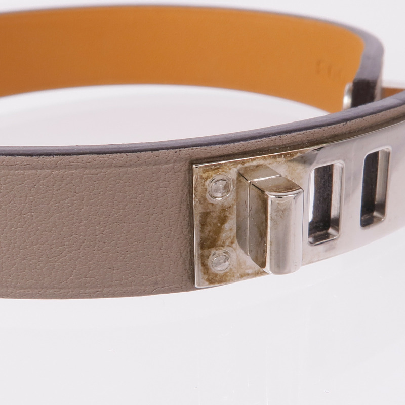 HERMES Swift皮革Mini Dog Bracelet銀扣手帶-9