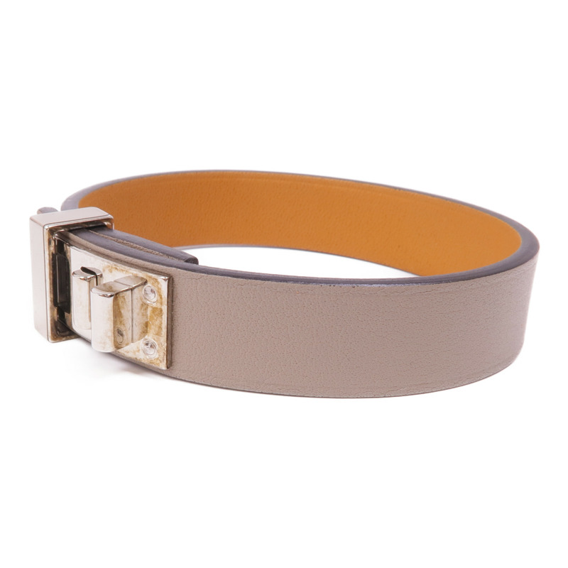 HERMES Swift皮革Mini Dog Bracelet銀扣手帶-12