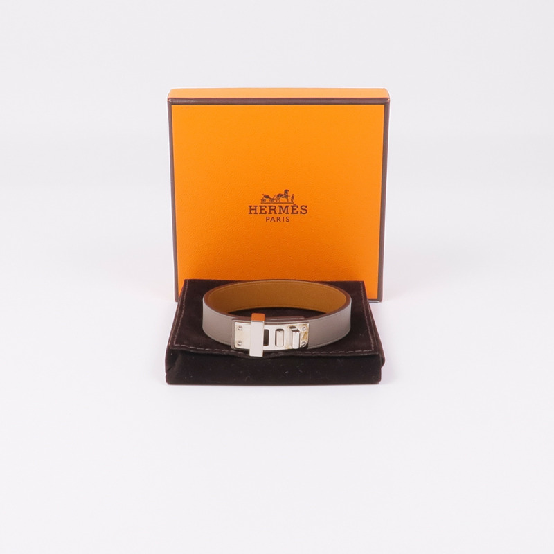 HERMES Swift皮革Mini Dog Bracelet銀扣手帶-13
