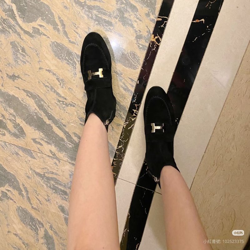 莉亞精品♡Hermes 麂皮低跟短靴 尺碼36 近新閒置-3