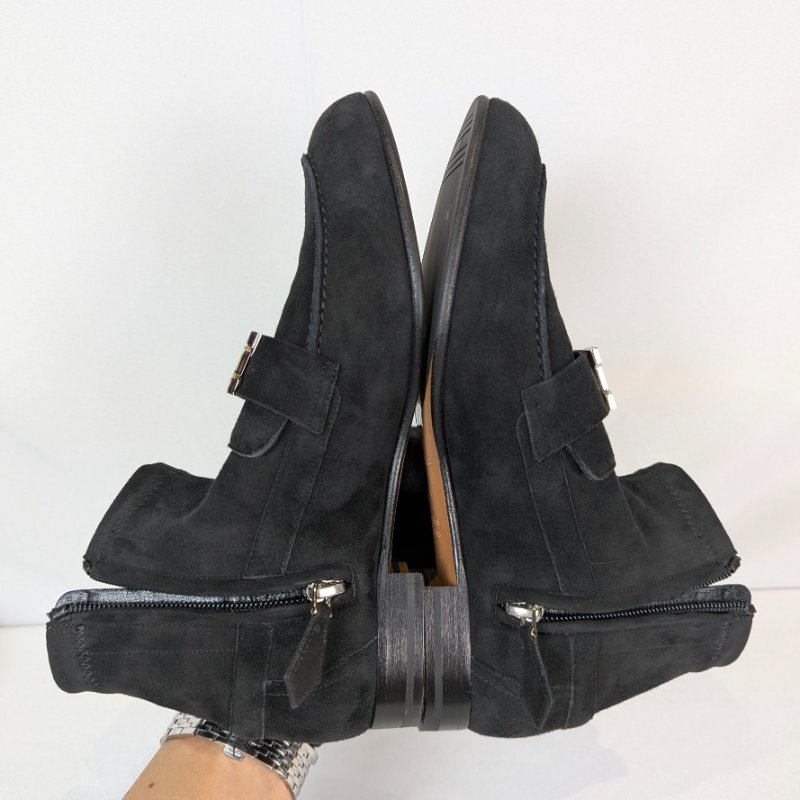 莉亞精品♡Hermes 麂皮低跟短靴 尺碼36 近新閒置-5