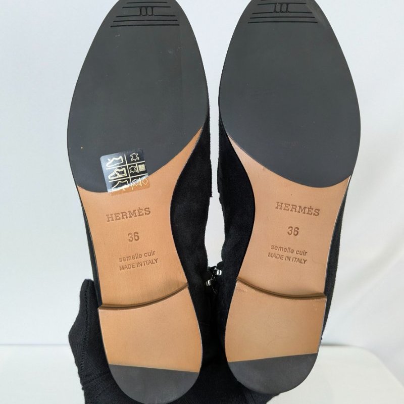 莉亞精品♡Hermes 麂皮低跟短靴 尺碼36 近新閒置-6