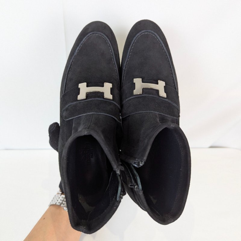 莉亞精品♡Hermes 麂皮低跟短靴 尺碼36 近新閒置-7