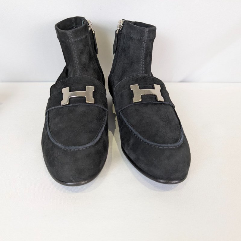 莉亞精品♡Hermes 麂皮低跟短靴 尺碼36 近新閒置-9