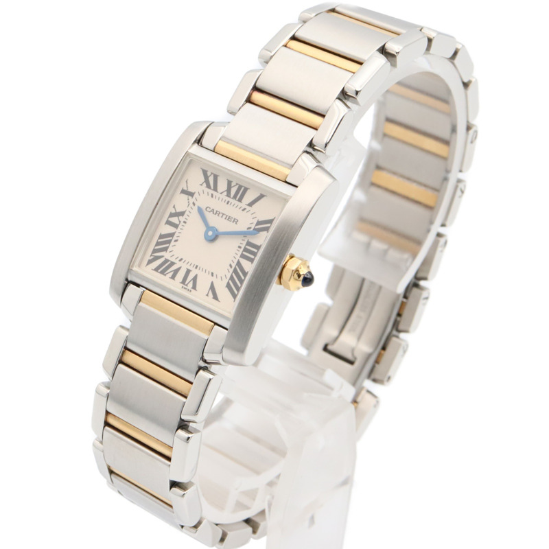 卡地亞 Tank Française 小號腕錶,18K 黃金和不鏽鋼,女士,銀色,W51007Q4-1