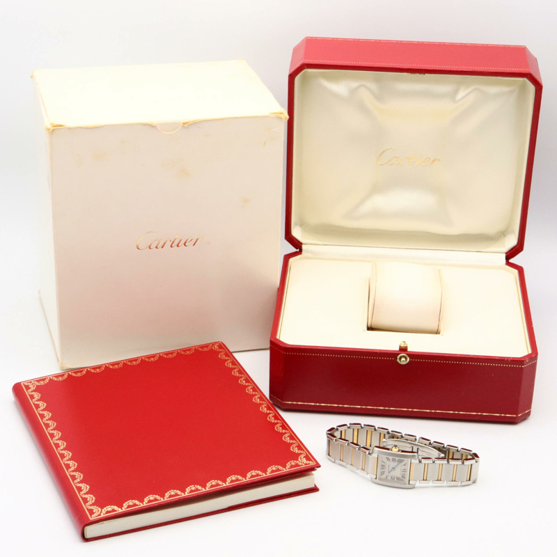 卡地亞 Tank Française 小號腕錶,18K 黃金和不鏽鋼,女士,銀色,W51007Q4-9